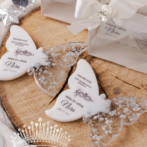Personalized Butterfly Magnet Party Favors: Quinceañera, Sweet 16, Baby Shower