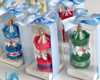 Personalized Blue Carousel Party Favor: Baby Shower Keepsake