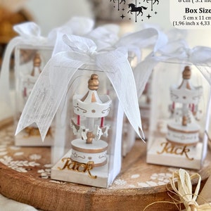 Personalized Carousel Baby Shower Favor: Wooden Keepsake Gift, 1st Birthday Party Favor, New Born