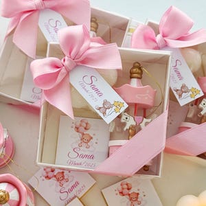 Personalized Carousel Baby Shower Favor: Christening Gift Box with Candle & Chocolate