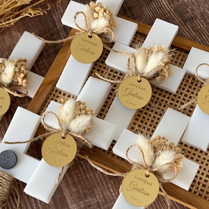Custom Cross Baptism Magnet Favor, Handcrafted Religious Keepsake, Personalized Christening Gift, First Holy Communion Favor, Cross Favors