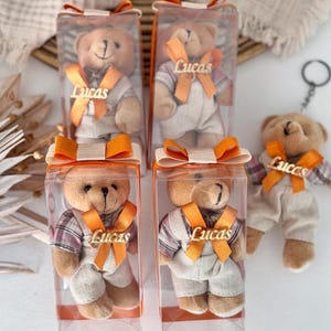 Teddy Bear Party Keychain, Baby Shower Favor, Personalized Bear Gift, We Can Bearly Wait, 1st Birthday Favor, Gender Reveal, Party Favor