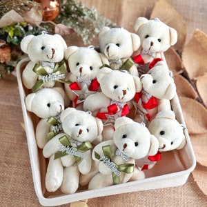 Bomboniera personalizzata per baby shower a forma di orsetto di peluche, portachiavi personalizzato a forma di orsetto di peluche, regali di benvenuto per bambini, bomboniera per la festa del 1° compleanno a forma di orsetto di peluche