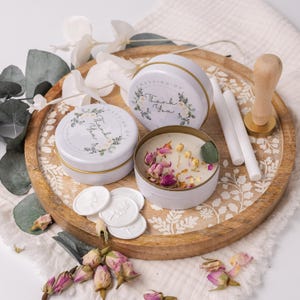Personalized Soy Wax Tin Candle With Dried Flowers, Orange & Cinnamon ...
