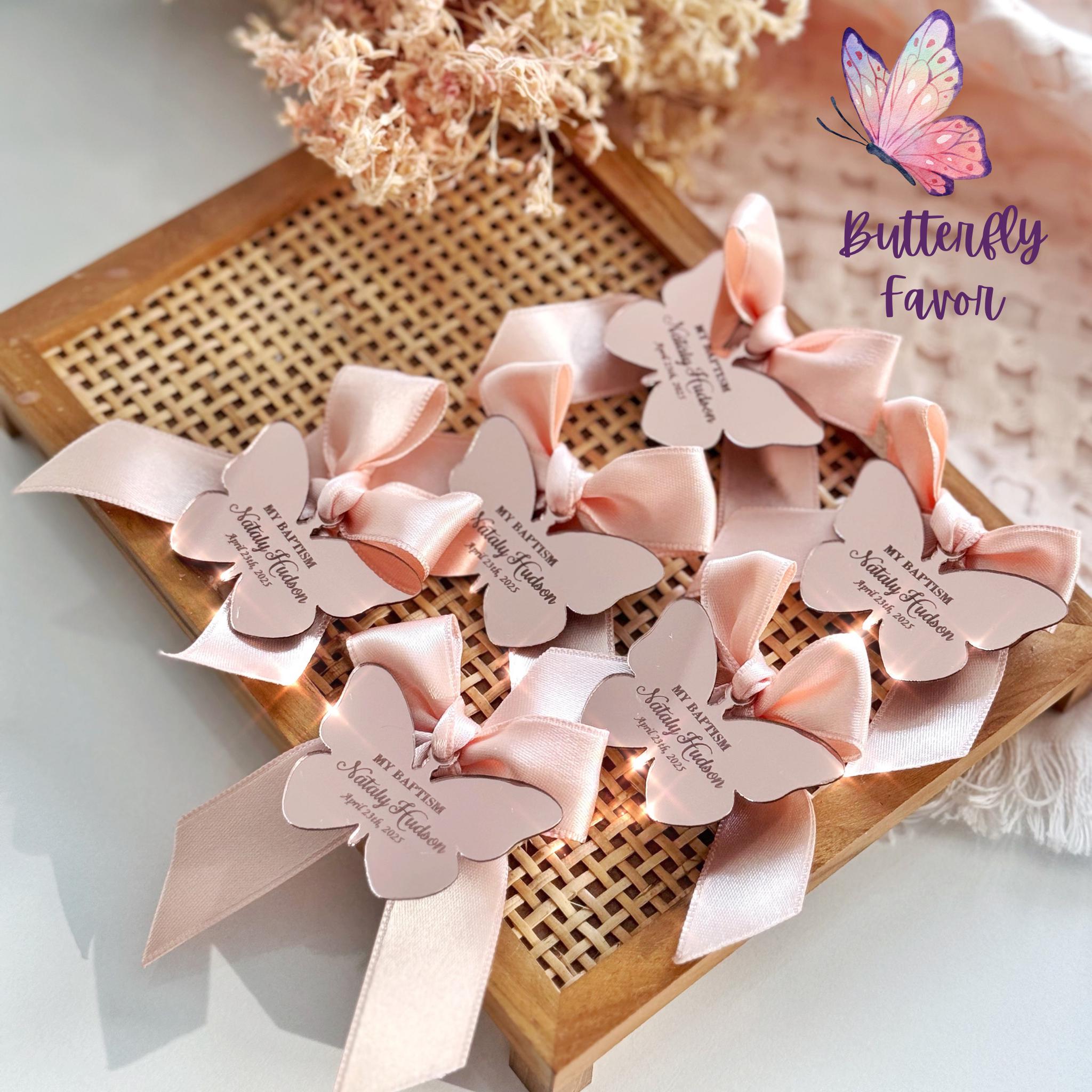 Custom Gold Mirror Acrylic Baptism Favor Tags: Cross, Mi Bautizo