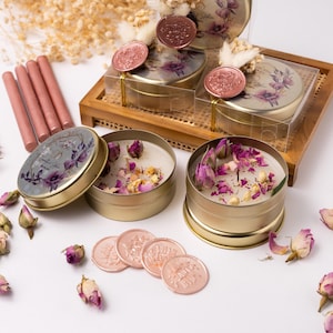 Personalized Soy Wax Tin Candle With Dried Flowers, Orange & Cinnamon ...