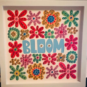 Rainbow and flowers diamond dotz finished and framed