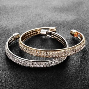 Gold, Silver Plated Iced Out Cuff Bangle Bracelet With CZ Hip Hop Jewelry Women