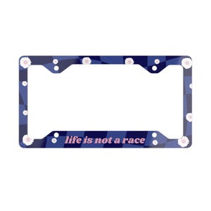 Indigo Blue Metal License Plate Frame, Cute Car Decor, Retro Style Aesthetic, Girl Power Gift, Car Accessories, Checkered License Plate