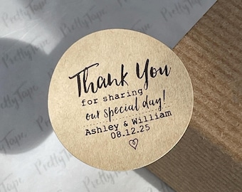 60 Personalized Wedding Thank You Stickers wedding favor stickers for favors Thank You for sharing our special day sticker labels