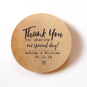 Personalized Favor Thank You Stickers wedding stickers for favors 60 ROUND Thank You Labels Stickers Wedding Favor Stickers Wedding Labels