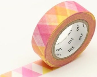 Orange Pink Triangle Washi Tape Art Journaling, Scrapbooking, Planner Supplies, 15mmx10m MT Japanese Masking Tape