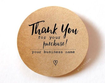 60 Thank You for your order stickers Thank You for your purchase stickers Custom stickers round stickers packaging 1.5 inch