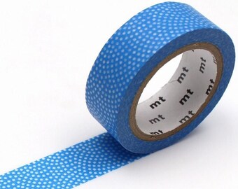 Blue Fan Dots Washi Tape, blue decorative tape, masking tape for home organization labeling, Traditional Japanese Pattern Blue Dots FAN D466