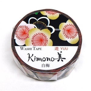 Blossom Floral Washi Tape Kimono Gold Foil Gilded Black Background PrettyTape 2027 image 1