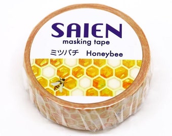 Honeycomb Bee washi tape  Japanese scrapbooking journaling, planner supplies, gift wrapping, gift for crafters - prettytape