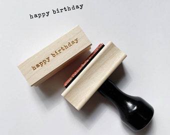 Happy Birthday Stamp, Happy Birthday Rubber Stamp, Typewriter, Happy Birthday Wooden Stamp for Birthday Party Card Making #PT28