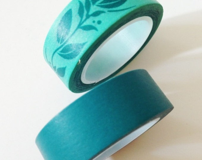 Teal Washi Tape Leaf Washi Tape Paper Tape for Gift Crafting Etsy