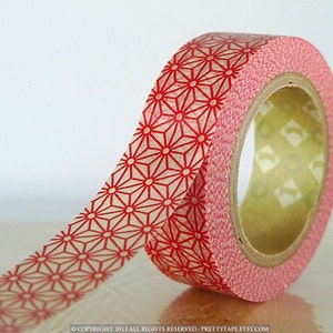 Christmas Holiday Red washi tape RED STAR Japanese Paper Tape masking tape scrapbooking 15mm image 3