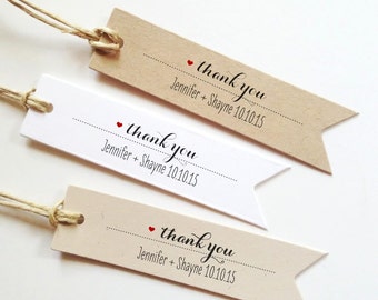 25 Wedding Thank You Tags, Bridal Shower thank you Tag, paper tags