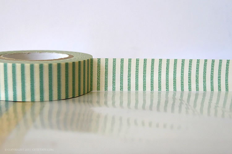 Vertical GREEN STRIPE Washi Tape Japanese