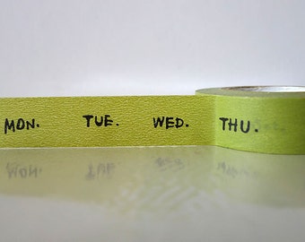 Week Days Japanese Washi Tape - Days of the Week Masking Tape Green Color