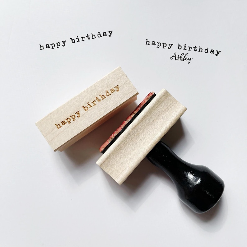 happy birthday rubber stamp option to personalized with name