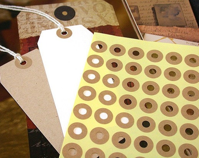 Hang Tag Donut Hole Kraft Ring Label Stickers Reinforcements 5 Sheet