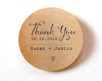 Thank you labels Wedding Thank You Stickers personalized Wedding Stickers for favors Wedding Favor Stickers 1.5 inch kraft labels