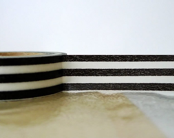 Japanese Black and White Washi Tape Thick Horizontal Black Etsy