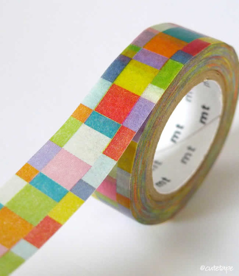 Bright Mosaic Washi Tape colorful washi tape mosaic tile tape 15mmx7m planner tape planner supplies DIY craft tape Pretty Tape image 2