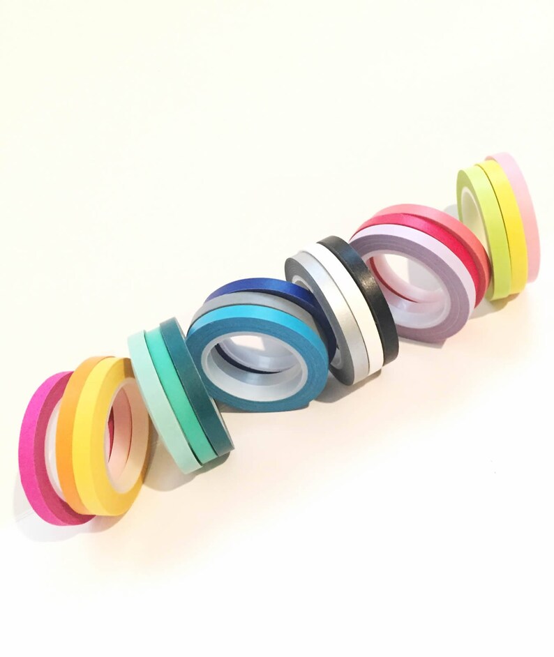Skinny Washi Tape Set Slim Thin 5mm tape set of 3 journal supplies, gift wrap, scrapbooking, solid planner tape SET of 3