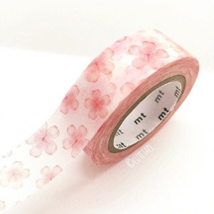 Floral washi tape Pink cherry blossom washi tape Pretty tape flower masking tape journaling, scrapbooking, planner supplies 15mmx7m PT-EX85 image 1