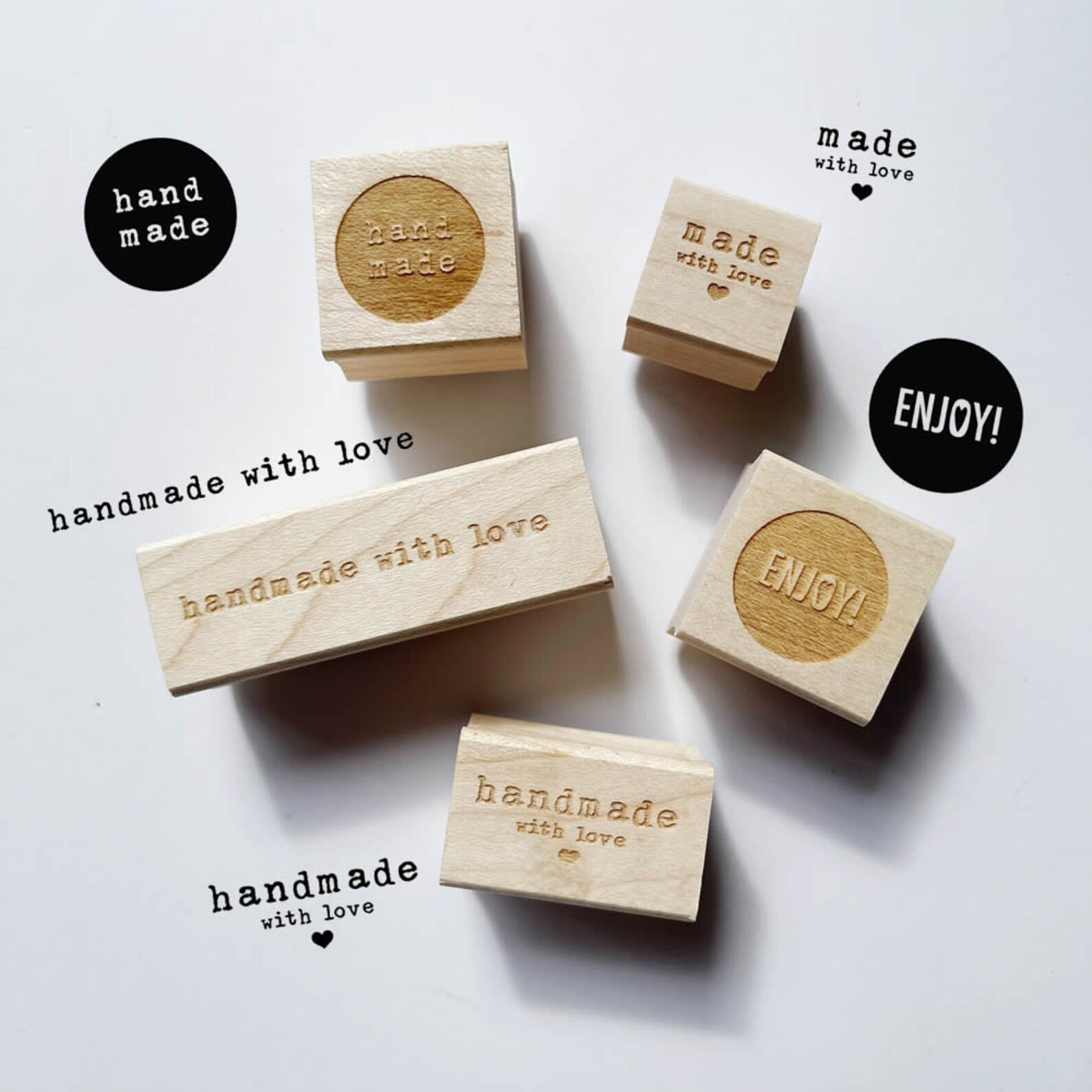 Handmade Rubber Stamps Made With Love Stamp Heart Stamp Wooden Etsy