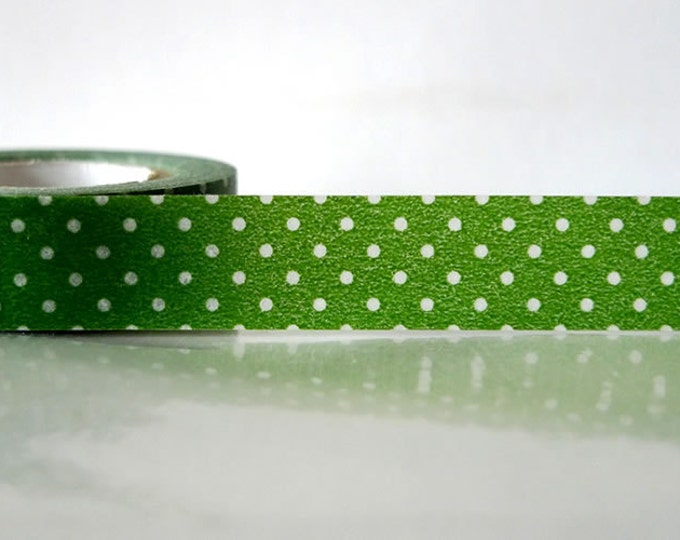 Japanese Green Washi Tape Green With White Polka Dots 15mm Etsy