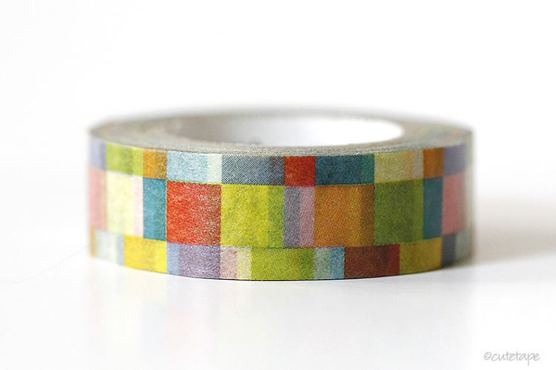 Bright Mosaic Washi Tape colorful washi tape mosaic tile tape 15mmx7m planner tape planner supplies DIY craft tape Pretty Tape image 1