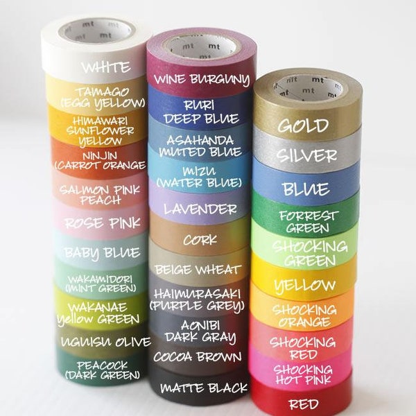 MT Solid Washi Tape Japanese Washi Tape Vibrant Scrapbooking Journaling Planner Supplies Decorative Masking Tape