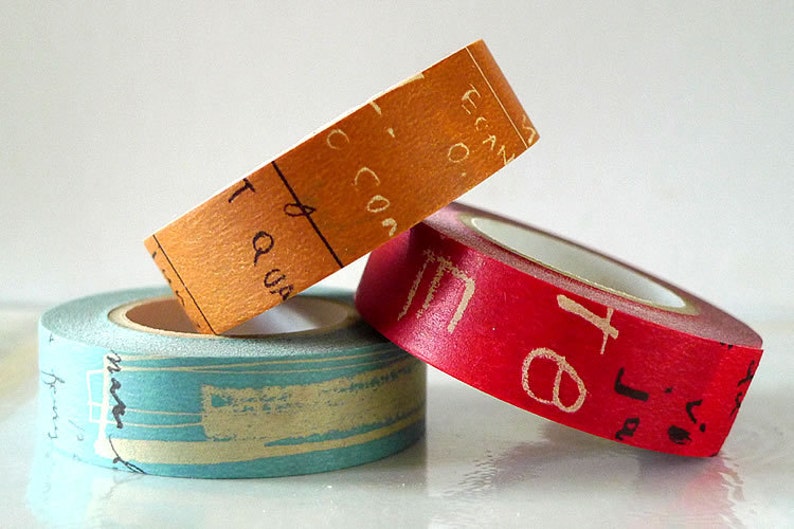 Graffiti Washi Tape DARK (A) Masking Tape Mixed Media Collage Art Journaling Supplies Scrapbooking Japanese Pretty Tape brown blue red 