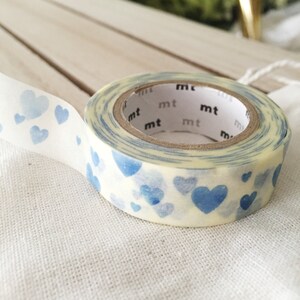 Japanese blue heart washi tape - journaling, planner supplies, scrapbooking, masking tape Pretty Tape blue heart baby shower decor 15mmx7m