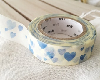 Japanese blue heart washi tape - journaling, planner supplies, scrapbooking, masking tape Pretty Tape blue heart baby shower decor 15mmx7m
