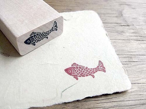 Koi Fish Rubber Stamp Fish Stamp Craft rubber stamps Small | Etsy