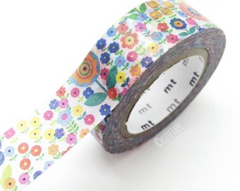 Floral washi tape Colorful Flower Washi Tape Rainbow Colors Decorative Tape wedding decor japanese stationery card making 15mmx7m