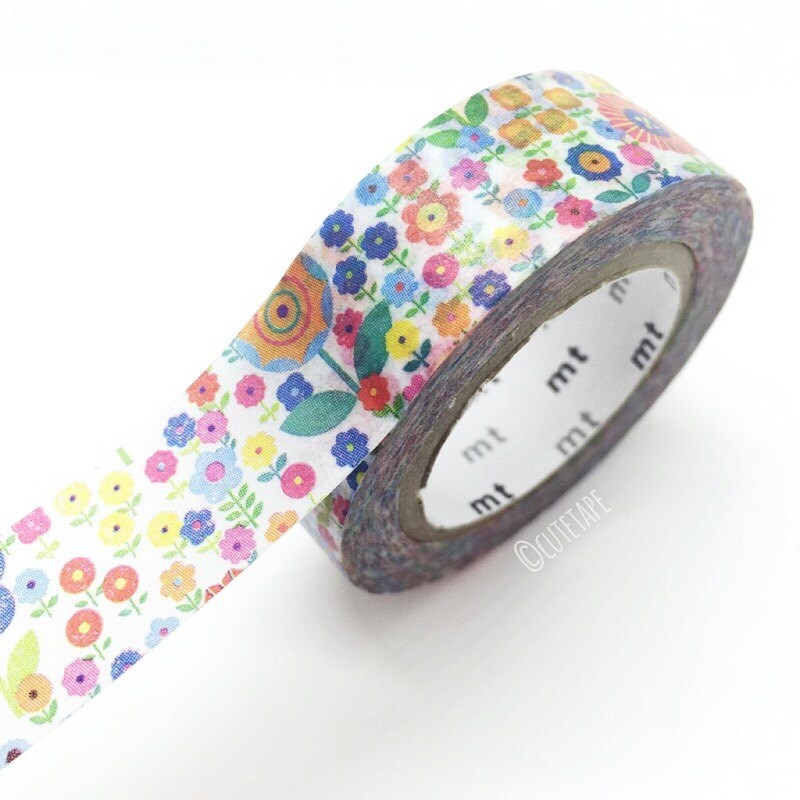 Floral washi tape Colorful Flower Tape Rainbow Colors Etsy