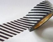 Japanese Washi Tape Black / Dark Gray Stripe MT Masking Tape - 15mm from Pretty Tape