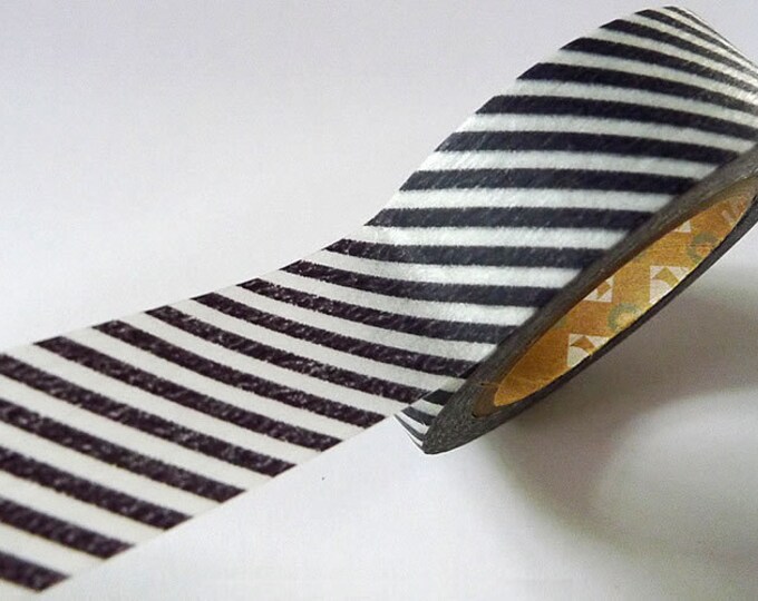 Japanese Washi Tape Black / Dark Gray Stripe MT Masking Tape Etsy