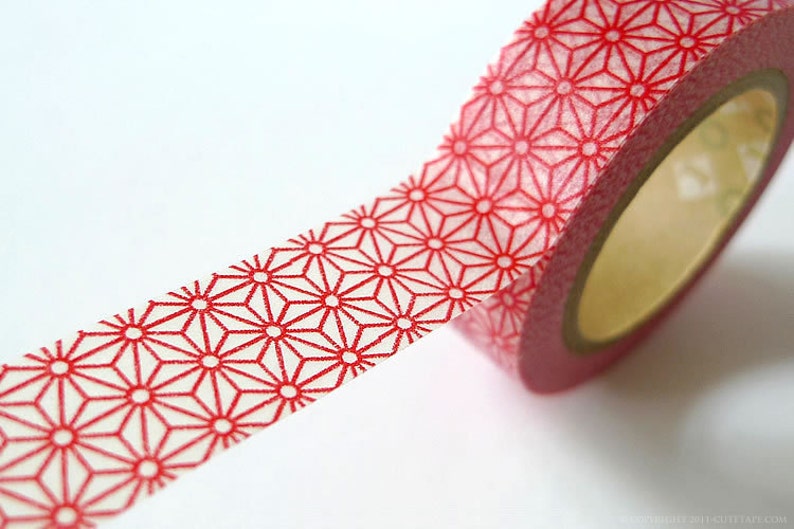 Christmas Holiday Red washi tape RED STAR Japanese Paper Tape masking tape scrapbooking 15mm image 1