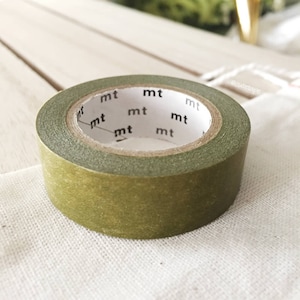 Green Foil Washi Tape 15mm X 10m Roll, Plain Olive Green Metallic