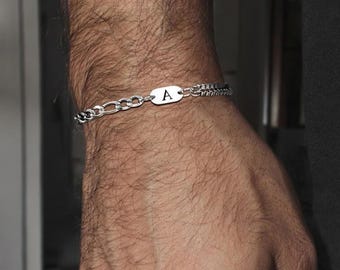 シルバー チェーンブレスレット US刻印 男女兼用カスタムシルバーチェーンブレスレット、シルバーボックス
