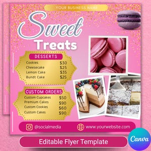 Editable Bakery Flyer Template,Bake Sale Flyer,Bakery Flyer,Dessert Shop Flyer,Pastry Menu Template, Cake Business  Flyer,Sweet Treats Flyer