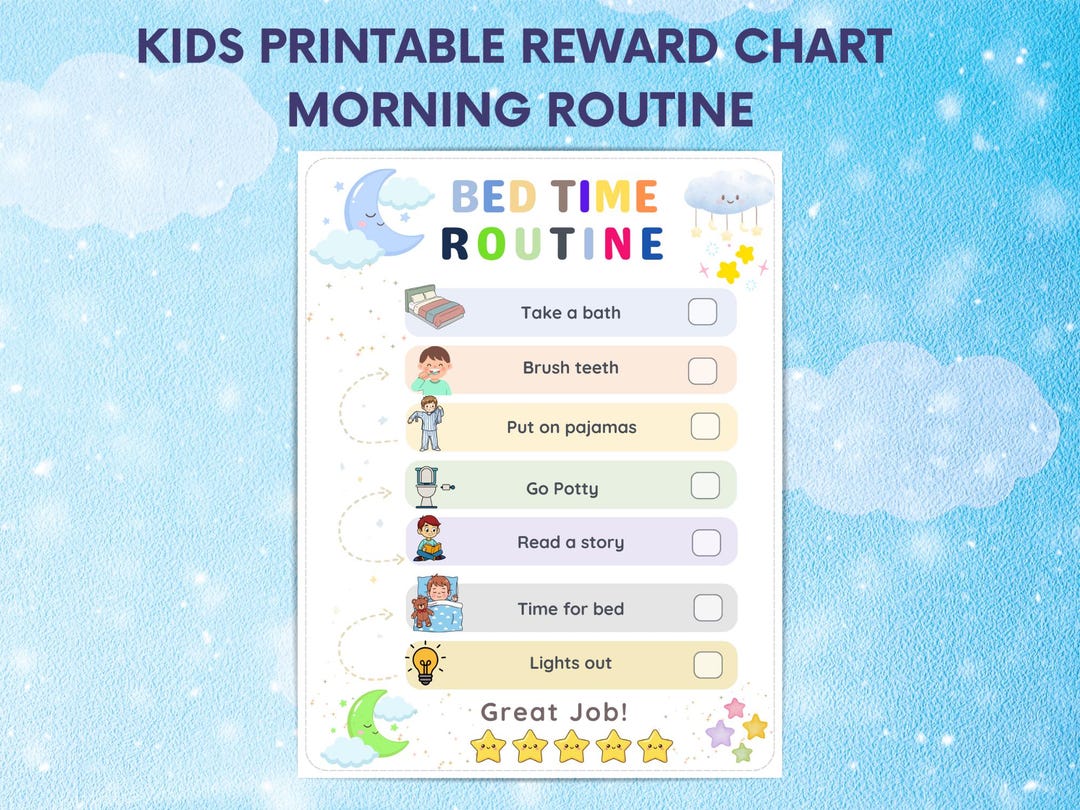 Kids Morning Routine Chart Printable | Visual Daily Routine Checklist ...